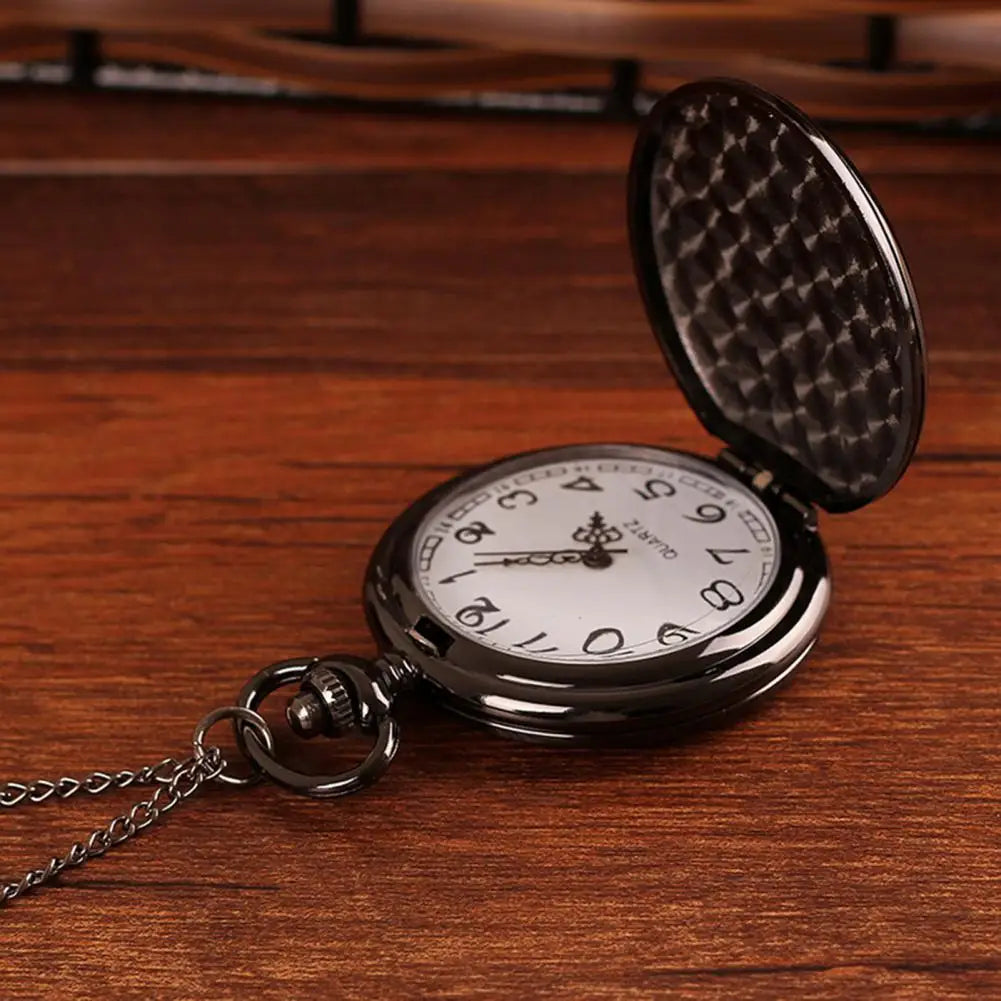 Quartz Pocket Watch Fob Chain Necklace Mens Father Gifts Clock Classic Smooth Vintage Pocket Watch Necklace Pendant Pocket Watch