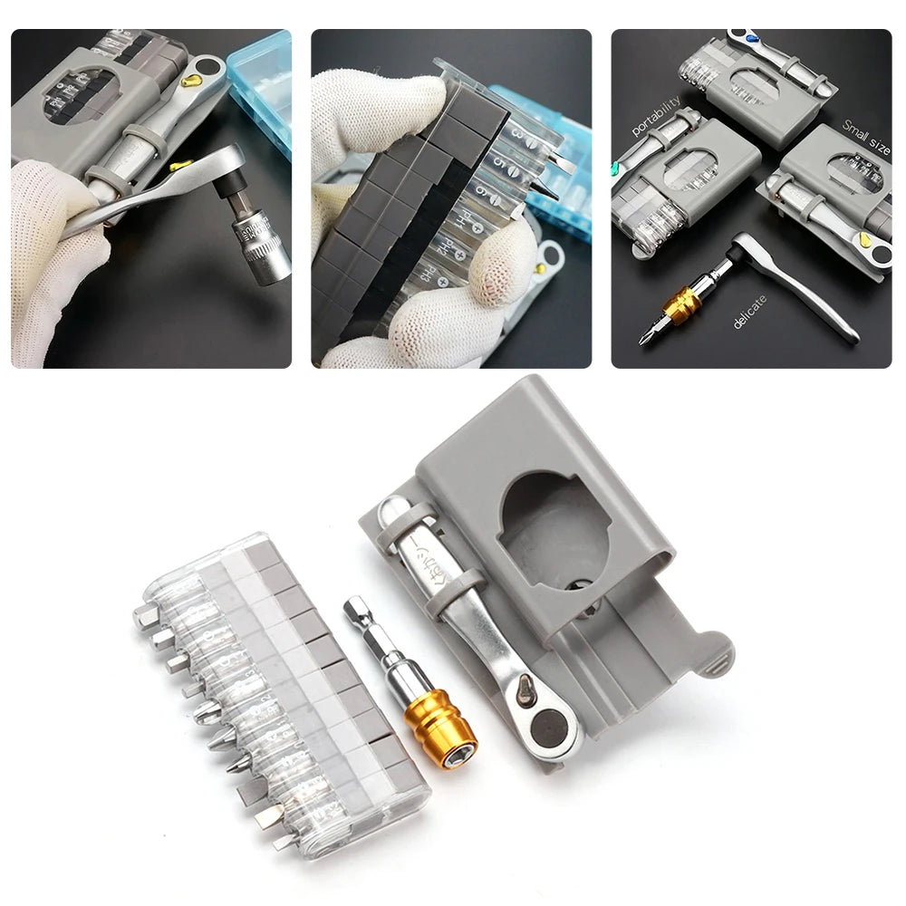 Mini Ratchet Wrench Screwdriver Bit Set Multifunctional Special Shaped Slotted Phillips Screwdriver Hand Tools