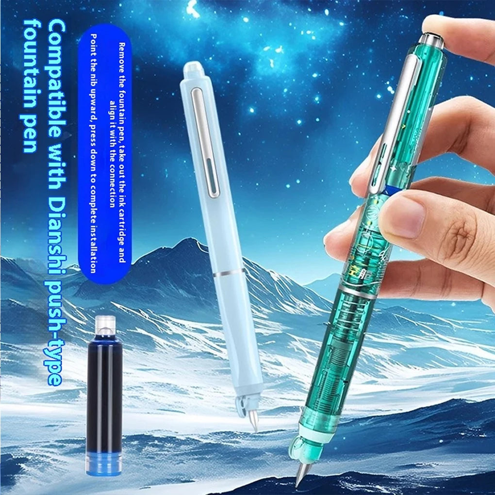 Erasable Space-Time Capsule Press Pen 20Pcs Retractable Fountain Pen Ink Cartridges Space Capsule Click Nonsplash Ink Pen Set