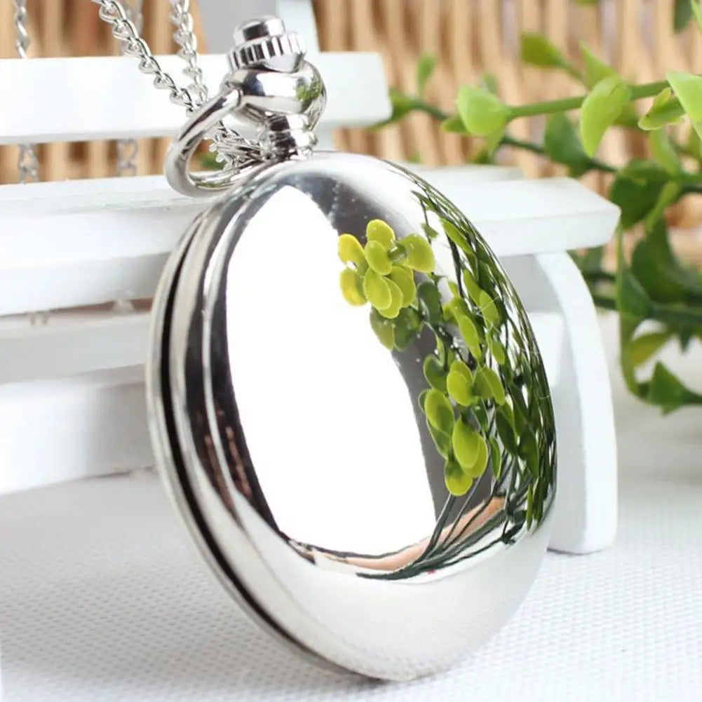 Quartz Pocket Watch Fob Chain Necklace Mens Father Gifts Clock Classic Smooth Vintage Pocket Watch Necklace Pendant Pocket Watch