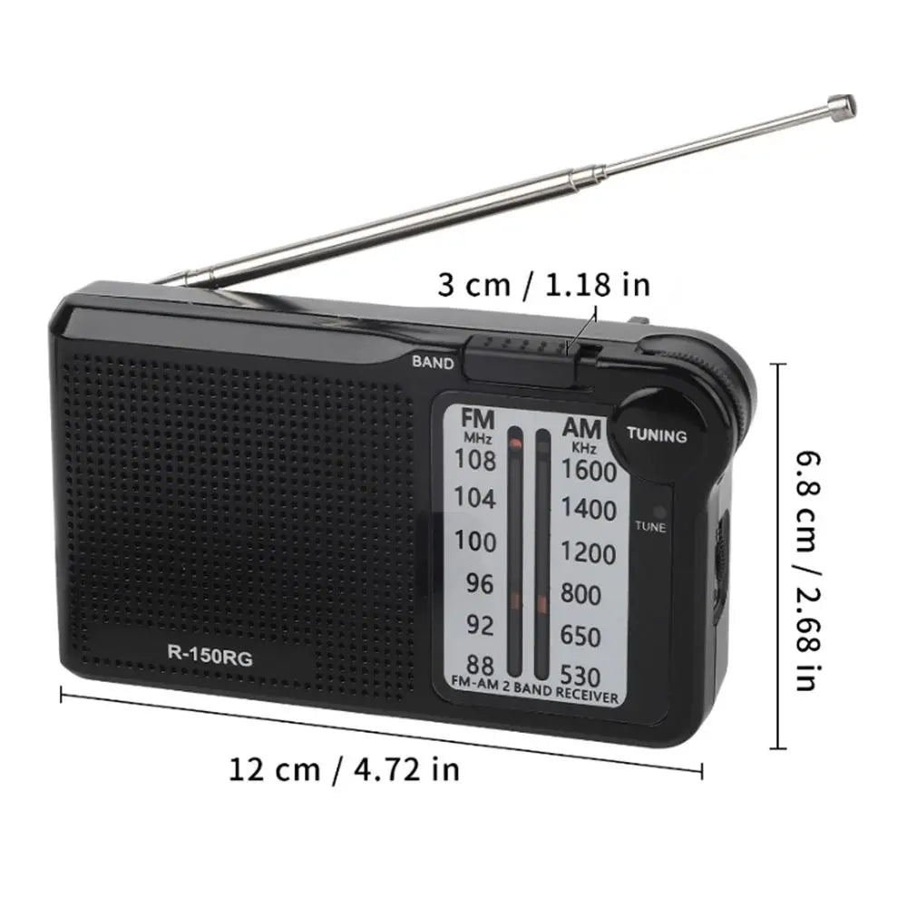 Pointer Radio 150RG AM/FM Radio Rechargeable Two Band Receive Pocket Radio Headphone Jack Mini Small Radio Indoor Use