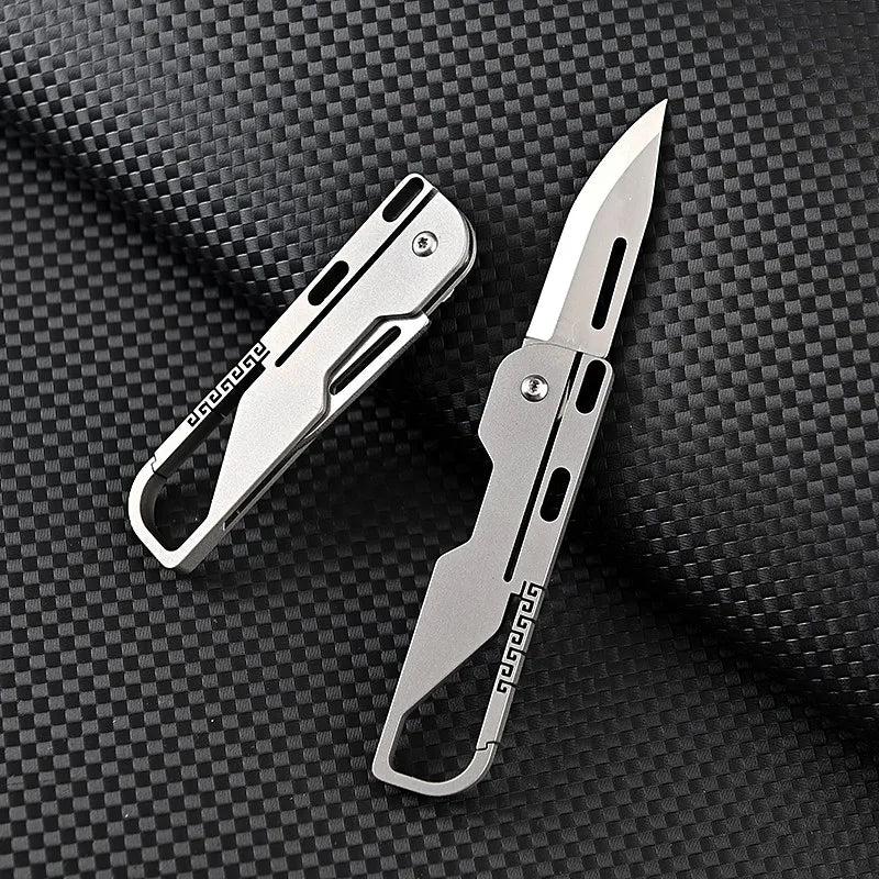 Titanium Alloy Pocket Knife Camping Survival Multitool Mini Folding Knife Outdoor EDC  Tools Bucket Keychain Unboxing Cutter