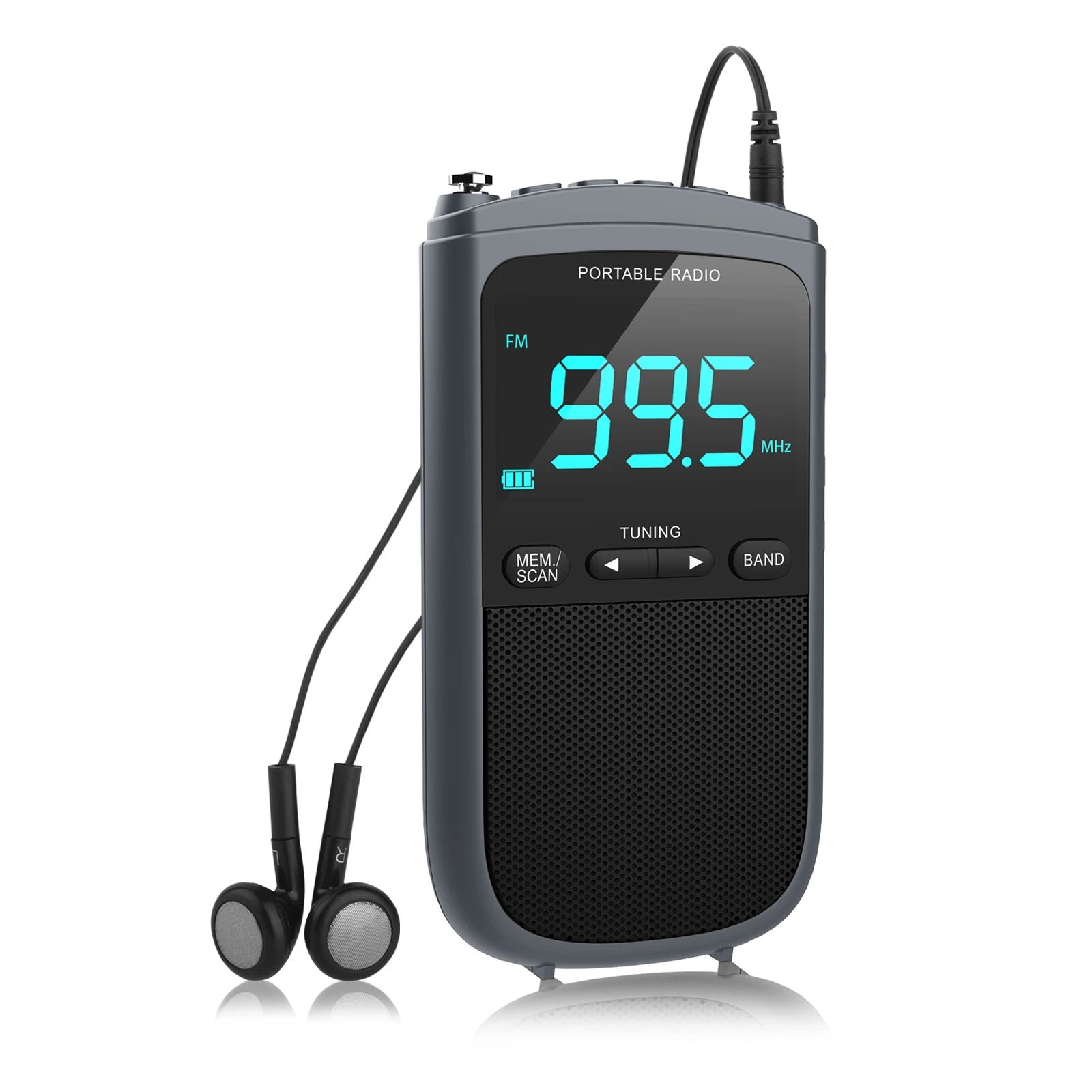 New Mini AM/FM Portable Radios Pocket Receiver Stereo Speaker Rechargeable Radio with Alarm Clock for Outdoor Weather Broadcast