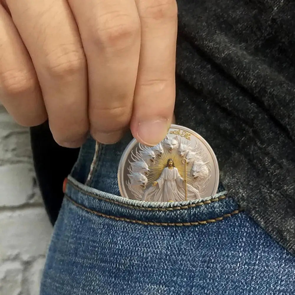 Faith Coin Faith Commemorative Coin Jesus Good Shepherd Psalm 23 4 Protection Challenge Coin Keepsake Token for Believers