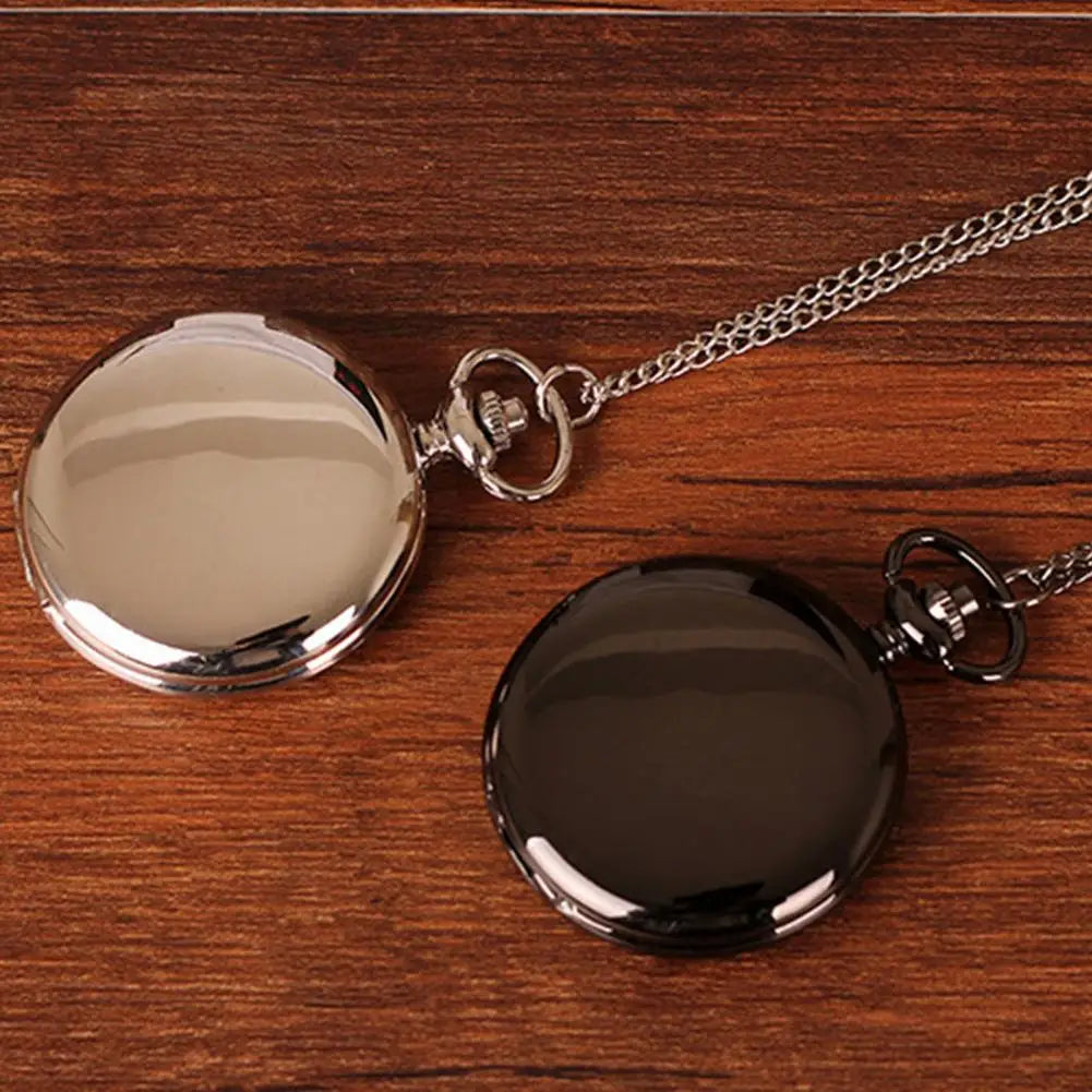 Quartz Pocket Watch Fob Chain Necklace Mens Father Gifts Clock Classic Smooth Vintage Pocket Watch Necklace Pendant Pocket Watch