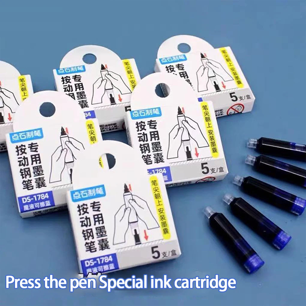 Space Capsule Design Retractable Fountain Pen 0.38mm Smooth No Splatter Writing Pen with Ink Cartridge Set for School Stationery