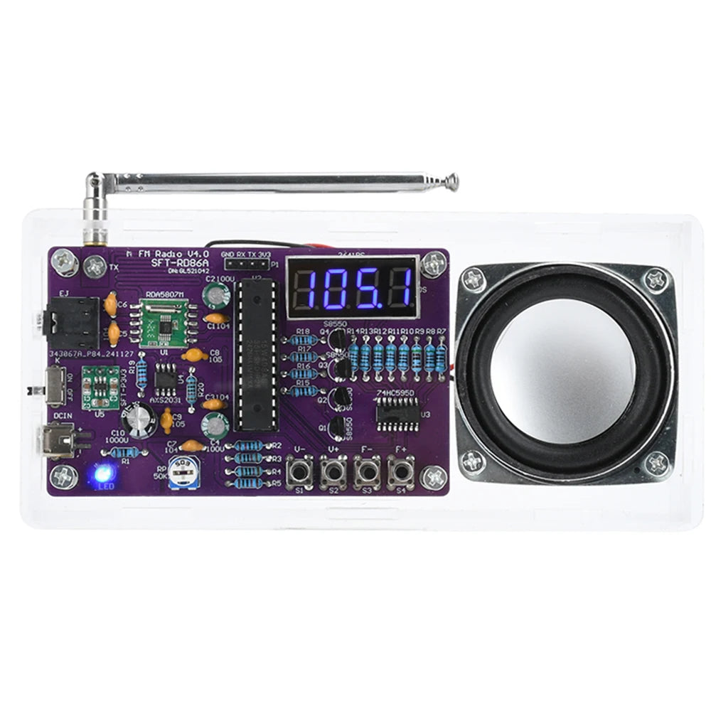 Radio electronic DIY kit AXS2031 FM radio digital tube display radio single chip learning assembly parts 87.5MHz~108MHZ