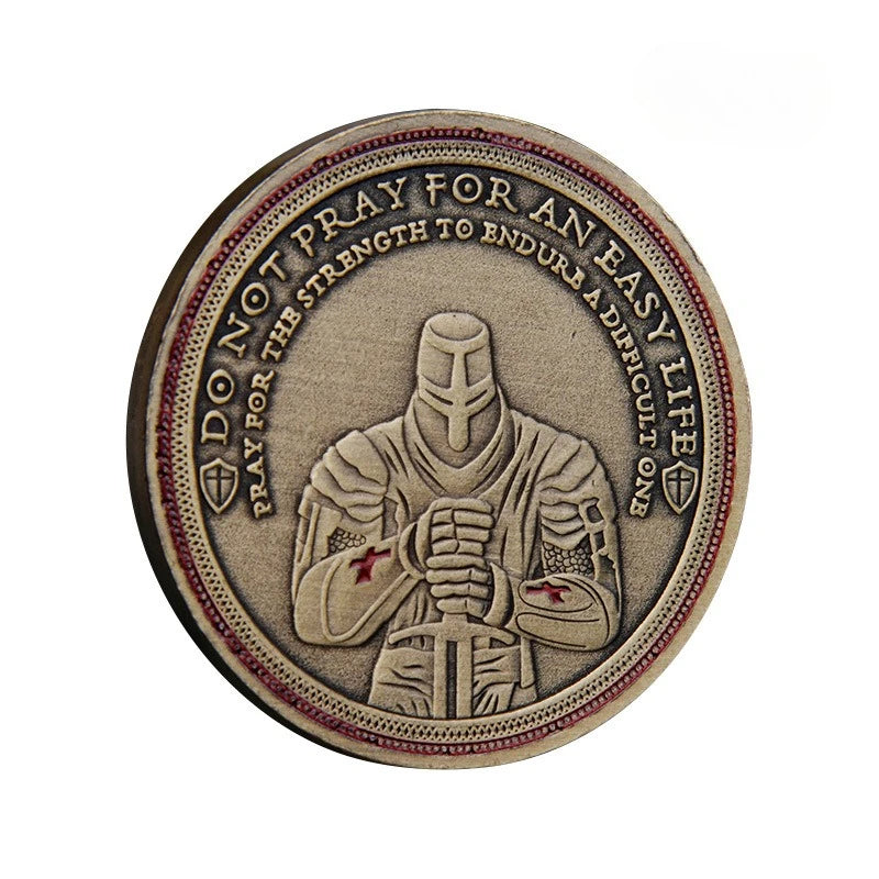 Knight Templar Challenge Coin Red Cross Crusaders Medal Creed Token in Capsule Honor Badge Commemorative Coin