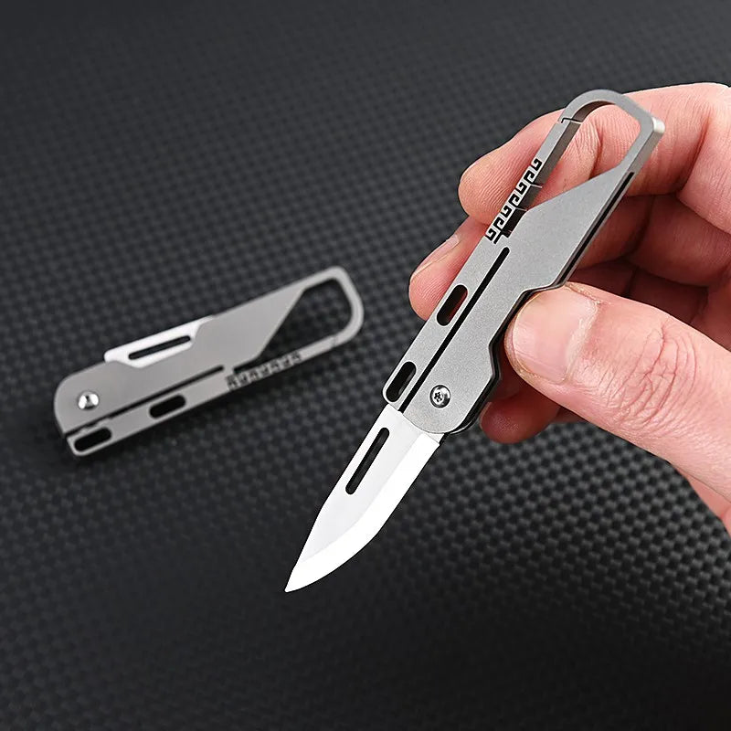Titanium Alloy Pocket Knife Camping Survival Multitool Mini Folding Knife Outdoor EDC  Tools Bucket Keychain Unboxing Cutter