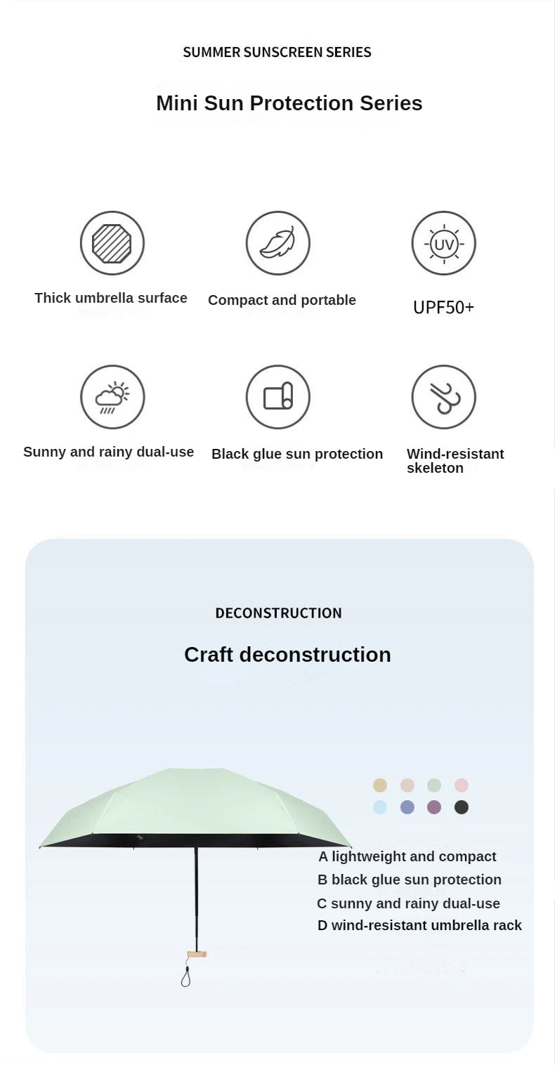 Mini Sun Umbrella Small Pocket Rain Travel Umbrella Vinyl Folding Umbrella UV Protection Sun Shade Pocket Parasol Capsule  자동