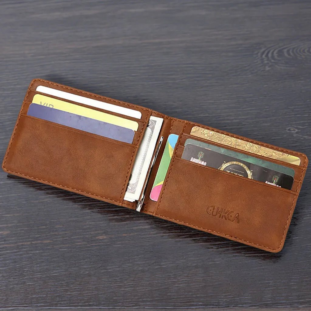 Multi Functional Men's Wallet RFID Card Bag Anti-theft Brush Multi Slot USD Money Clip Card Bag