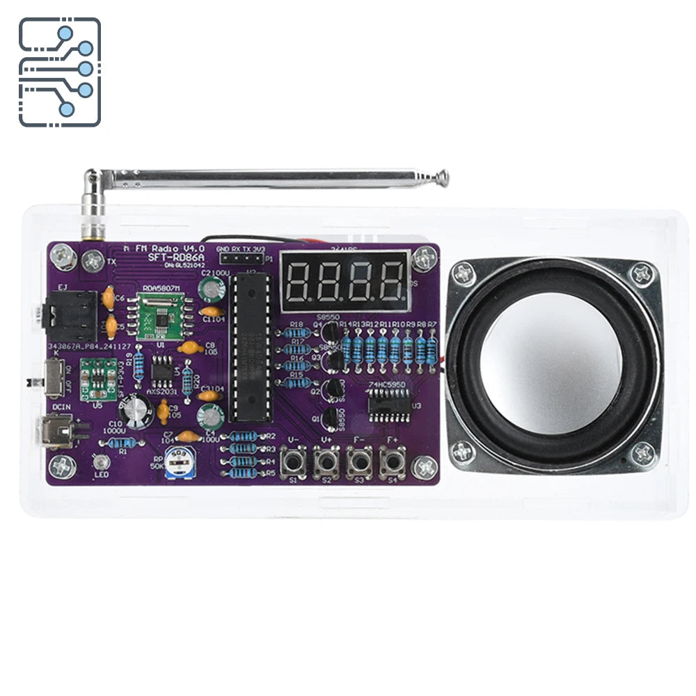 Radio electronic DIY kit AXS2031 FM radio digital tube display radio single chip learning assembly parts 87.5MHz~108MHZ