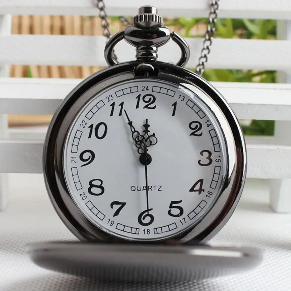 Quartz Pocket Watch Fob Chain Necklace Mens Father Gifts Clock Classic Smooth Vintage Pocket Watch Necklace Pendant Pocket Watch