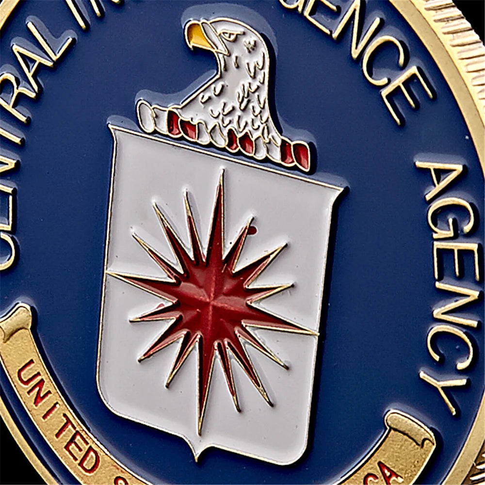 America Military US Central Intelligence Agency Coin Gold CIA Challenge Coin Collectibles With Hard Capsule