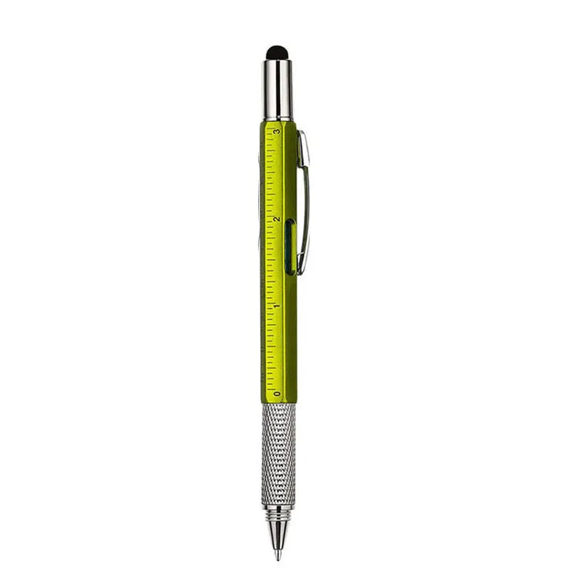 6-in-1 Multifunction Ballpoint Pen Handheld Tool with Measure Technical Ruler Screwdriver Touch Screen Stylus Spirit Level
