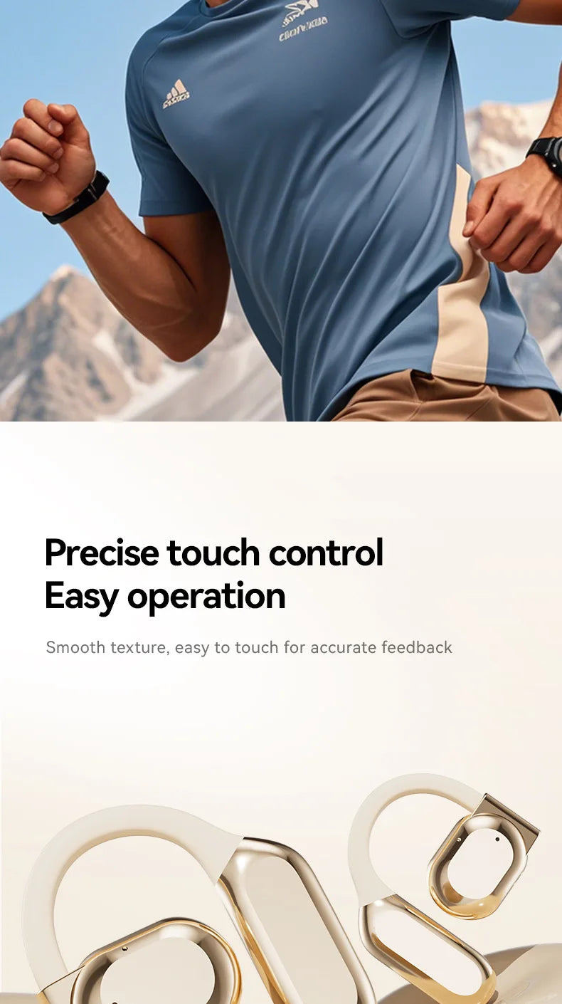 Wireless Bluetooth earbuds, simple over-the-ear design, non-intrusive, open sound quality, business style, with battery display