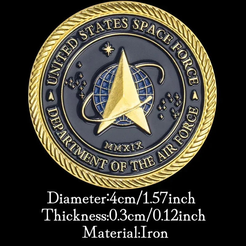 United States Space Force Challenge Coin and Heros Valor Prayer for Courage Coin Souvenirs Coins Golden Plated Decorations
