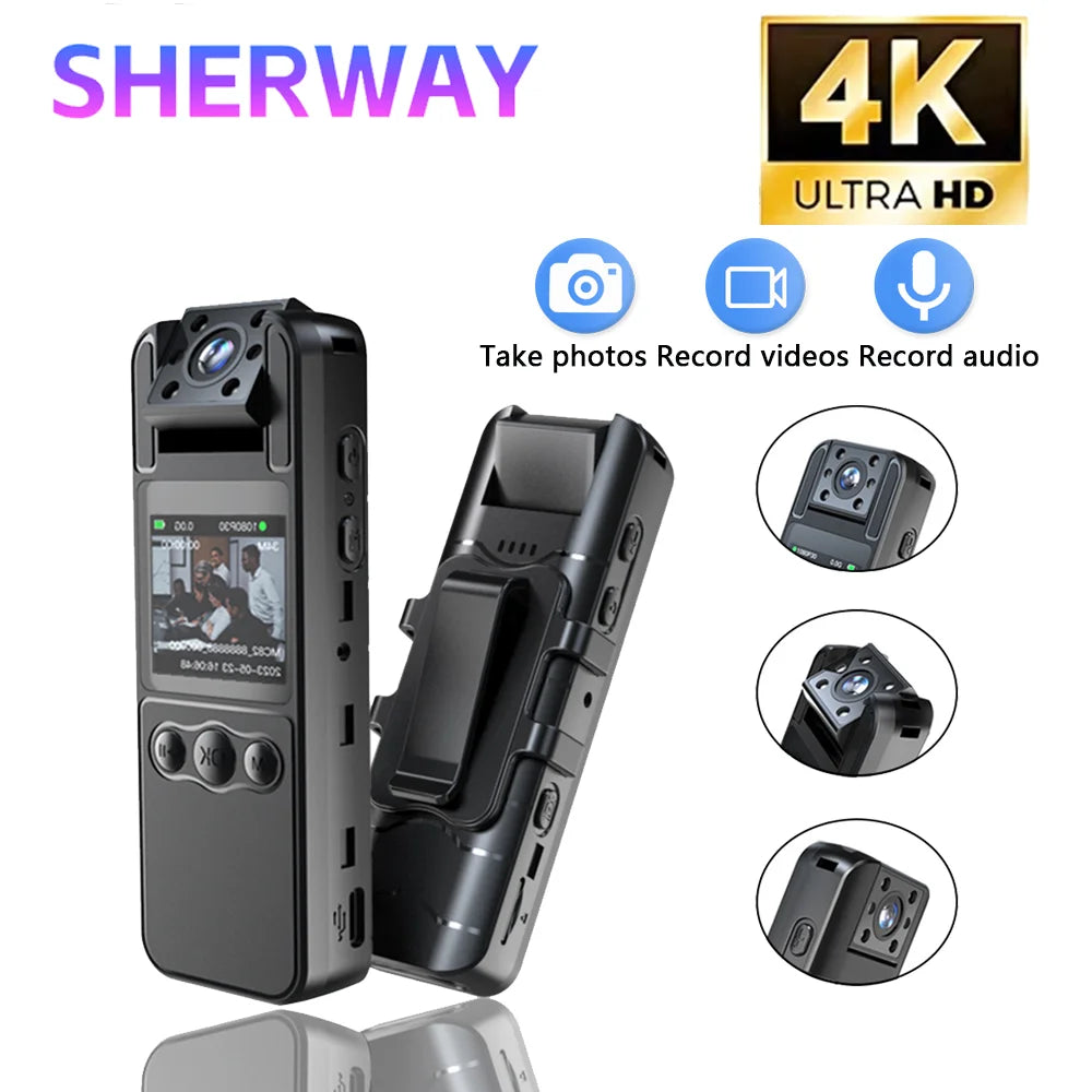 4K Mini Action Camera Outdoor Sport Portable Digital Video Recorder Worn Small Body Cam Night Vision DV Miniature Camcorder