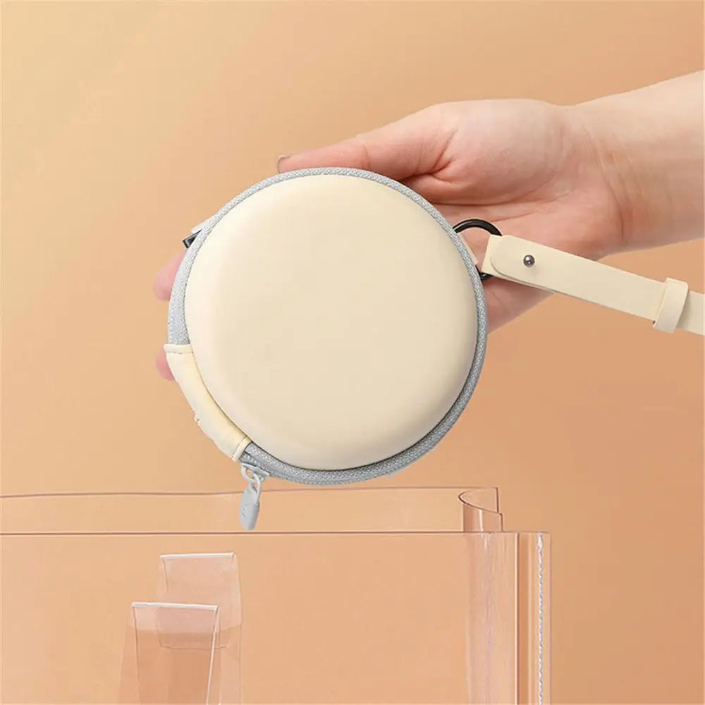 Foldable Round Sunglasses Storage Case Retro Fashion Beige Eyeglasses Pouch EVA Folding Glasses Case Portable