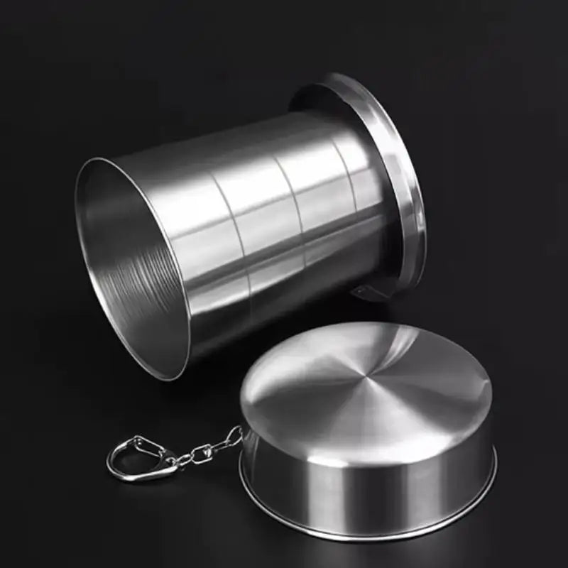 Stainless Steel Teacup with Collapsible Design for Camping Easy to Pack Lightweight Cookware for Outdoors
