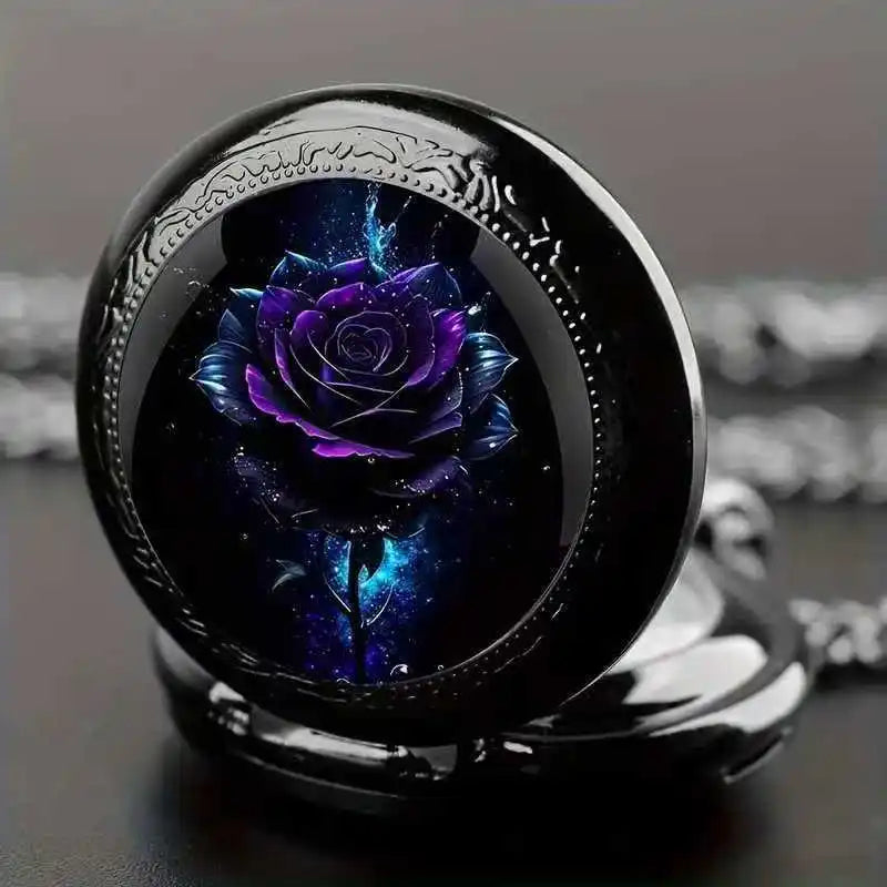 Exquisite design, multiple romantic rose pocket watches, black legendary black rose pocket watches, birthday gifts