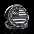 USA The Thin Blue Line To Protect And To Serve US Flag Police Officer Silver Plated Coin Collectible