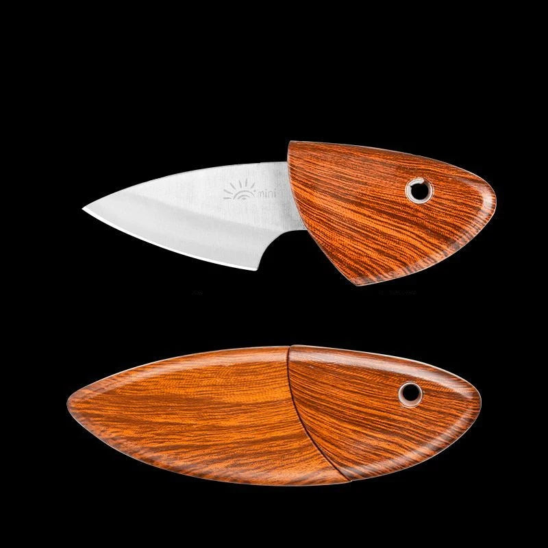 Portable Multipurpose Sharp Fruit Knife Mini Knife EDC Woodgrain Box Pocket Knife Outdoor Knife