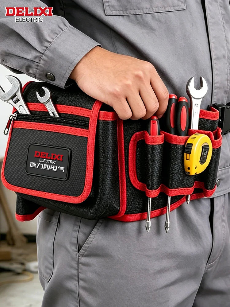 Tool Waist Bag,Puncture-Resistant Oxford Fabric,Zippered Pocket,Portable Multi-Pocket Tool Organizer,for Storage of Small Tools.