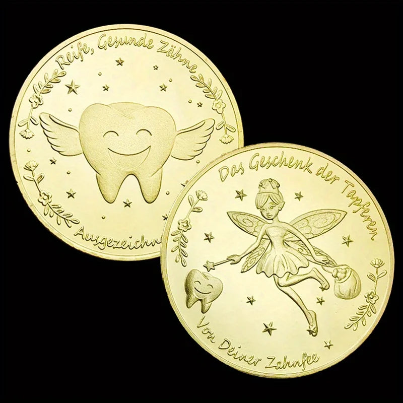 Cartoon Tooth Fairy Commemorative Coins Birthday and Christmas Gifts Home Kitchen Party Supplies Collection Coins