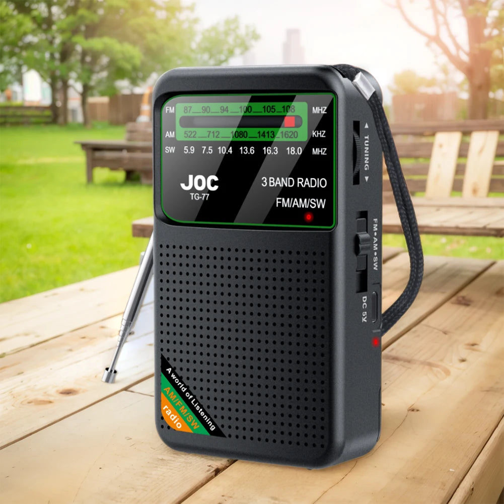 Portable Radio AM FM SW Pocket Radios with Rechargeable Battery Built in Speaker with HD Display Screen Mini FM Receiver Radios
