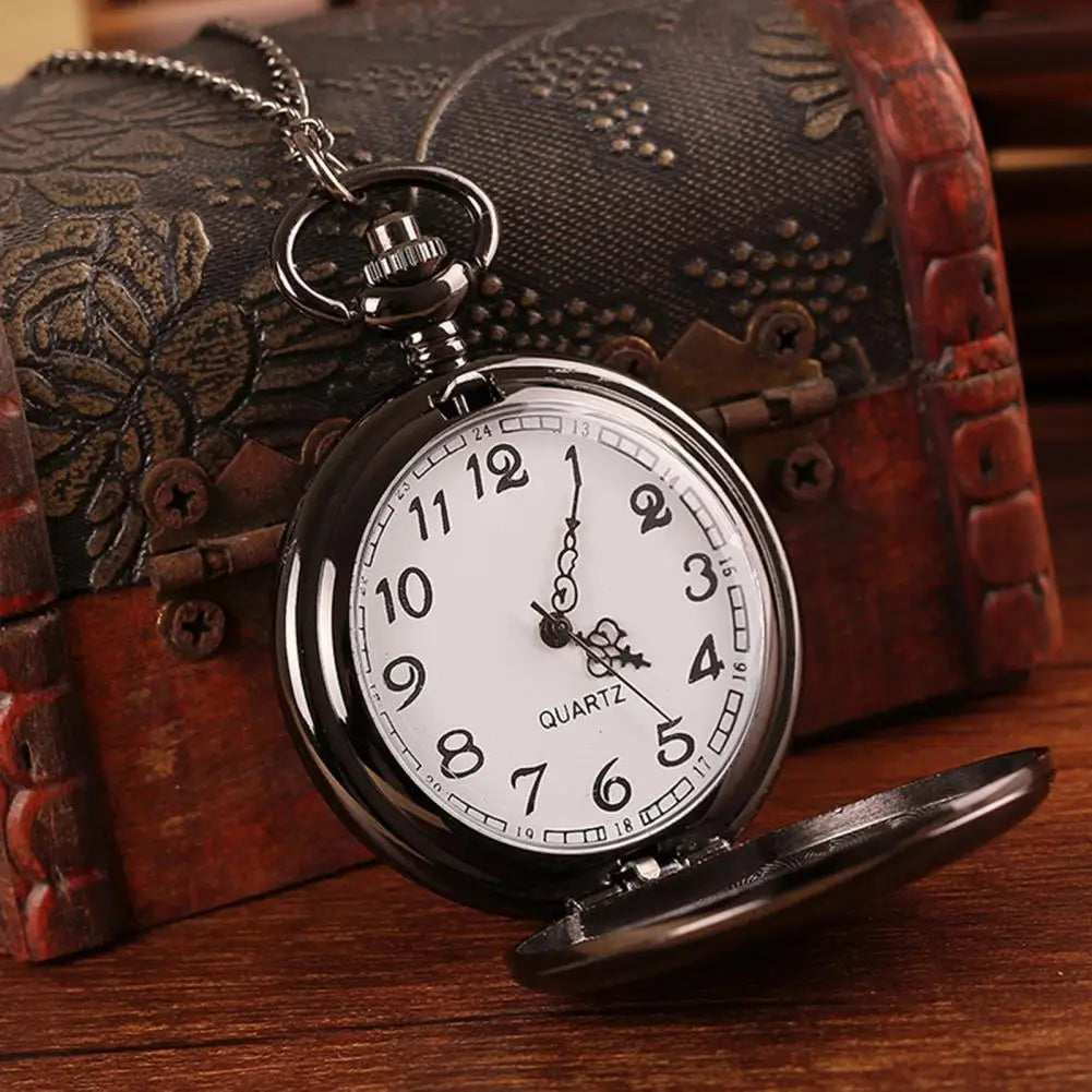Quartz Pocket Watch Fob Chain Necklace Mens Father Gifts Clock Classic Smooth Vintage Pocket Watch Necklace Pendant Pocket Watch