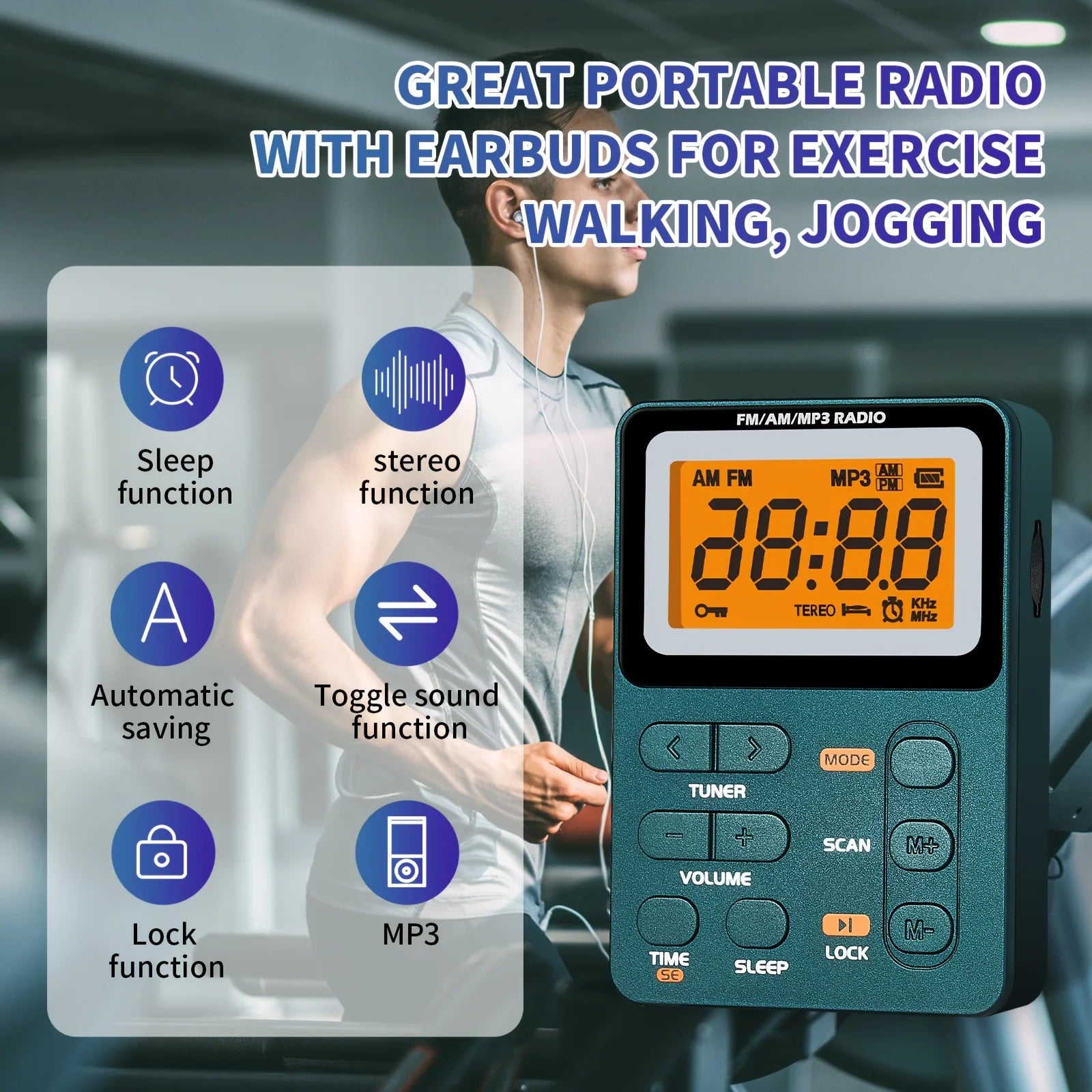 Small Emergency Portable FM/AM/MP3 Radio 600mAh Rechargeable Battery Radio for Outdoor Sports, Leisure and Entertainment