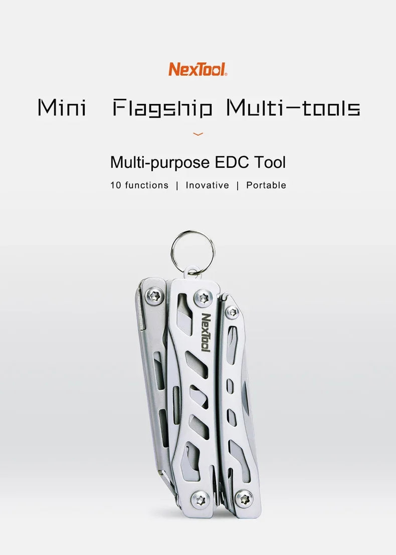 NexTool Mini Flagship Multitool 10 in 1 Mini EDC Keychain Multi Tool Folding Pliers Pocket Knife Scissors Outdoor Tools
