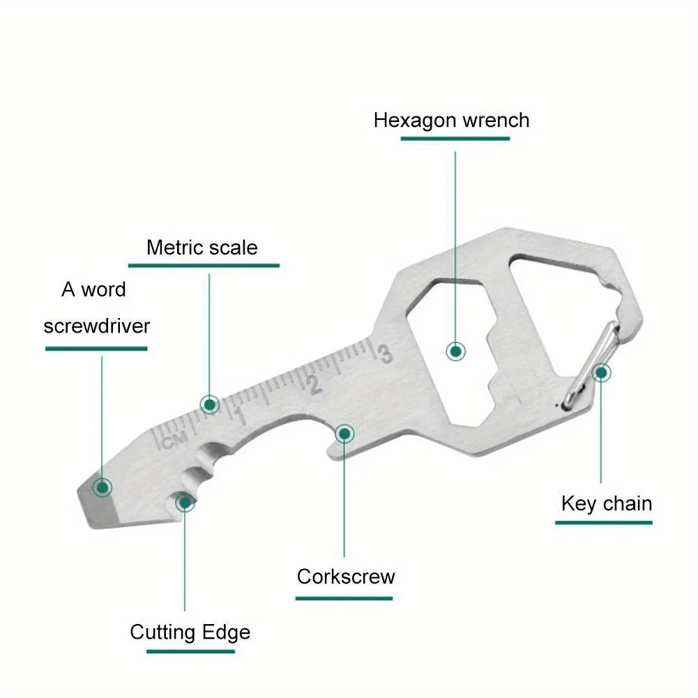1PC Compact Outdoor Survival Bottle Opener Wrench Screwdriver Pocket EDC Multi Tool Keychain Outdoor Survival Gear Gadget