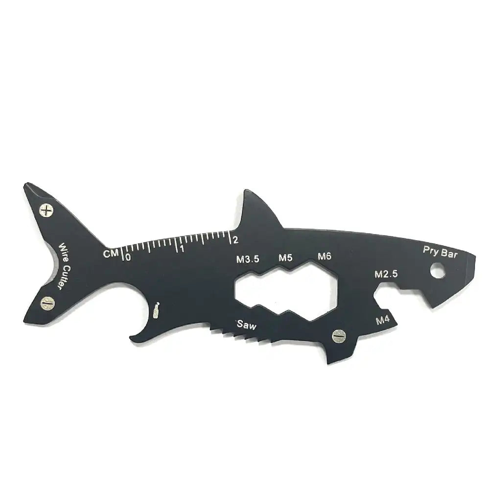 Multi-function 15 in 1 Shark Shaped Outdoor Bottle Opener Wallet Tool Card Stainless Pocket Screwdriver Survival Tool Keychain