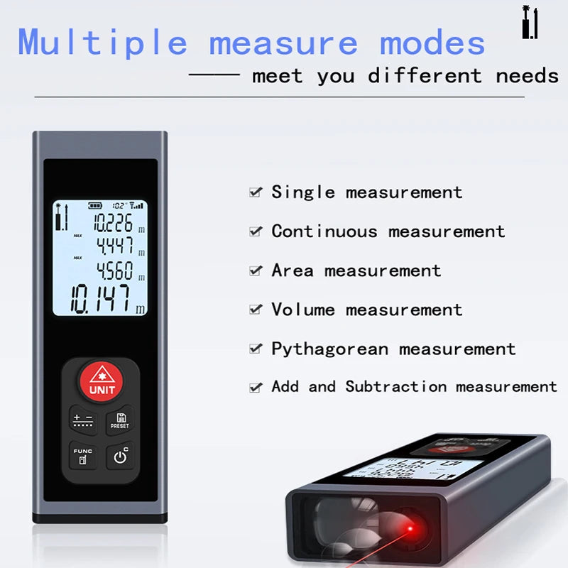 Laser rangefinder, aluminum alloy shell, USB charging, multiple measurement modes, 262FT/328FT distance with angle function
