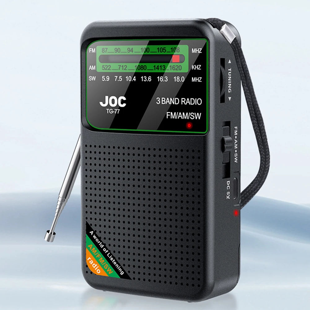 Portable Radio AM FM SW Pocket Radios with Rechargeable Battery Built in Speaker with HD Display Screen Mini FM Receiver Radios