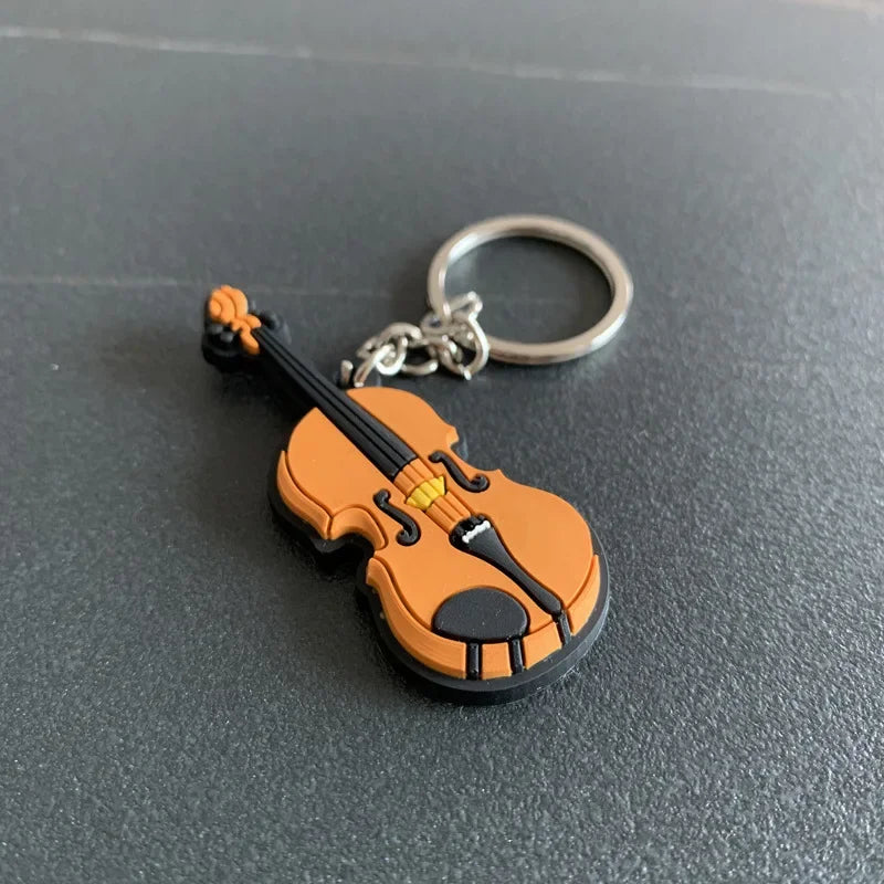 Fashion Key Chains Cute Violin Guitar Key Chains Mini Kawaii Musical Instrument Ornaments Gift for Friends Jewelry & Accessories