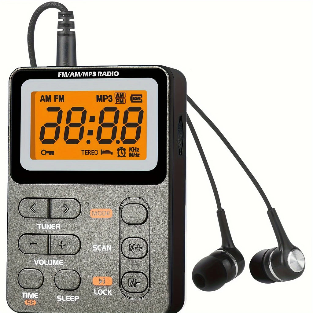 Small Emergency Portable FM/AM/MP3 Radio 600mAh Rechargeable Battery Radio for Outdoor Sports, Leisure and Entertainment