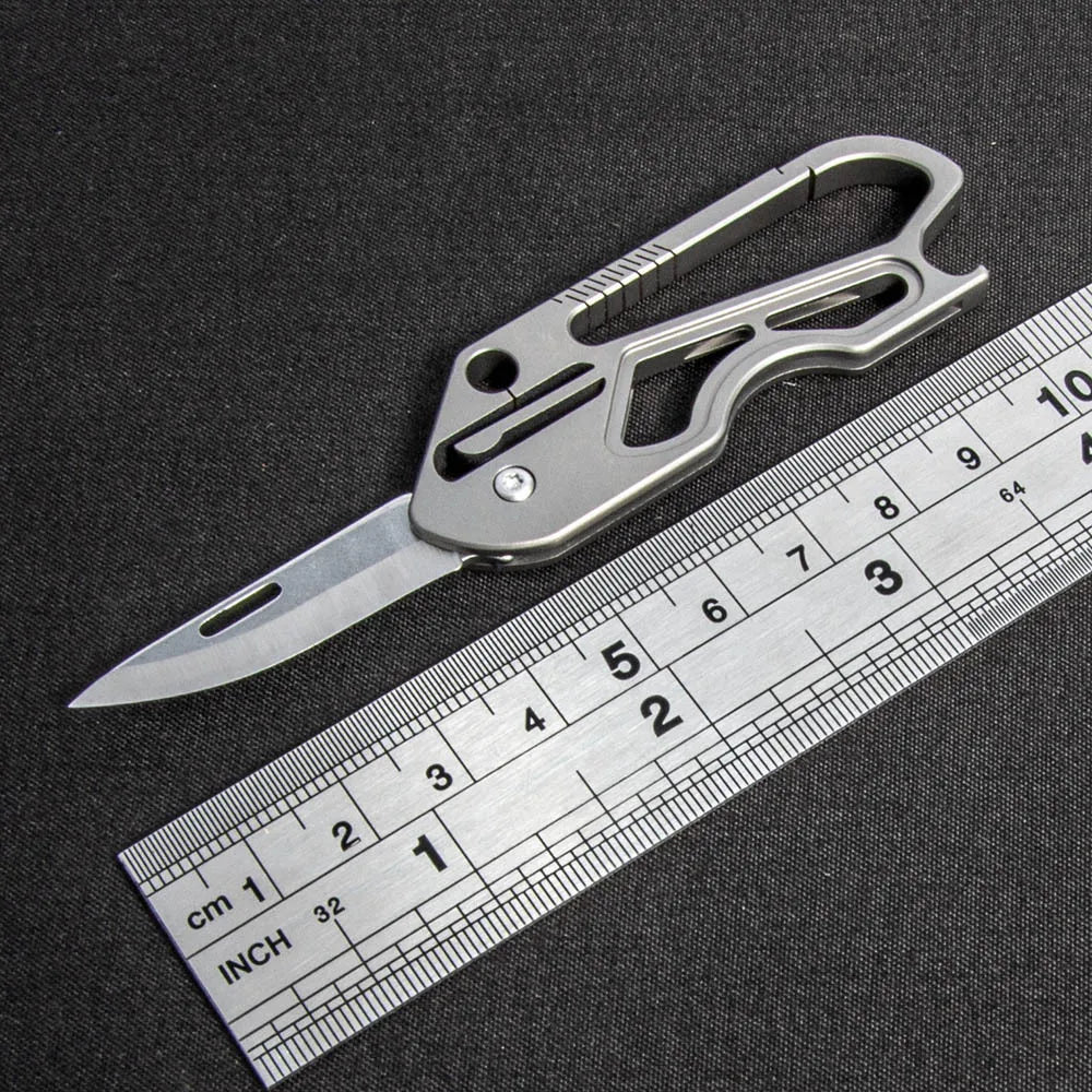 Titanium Alloy Keychain Folding Knife Multifunctional EDC Pocket Cutter With Bottle Opener Portable Outdoor Daily Carry Tool