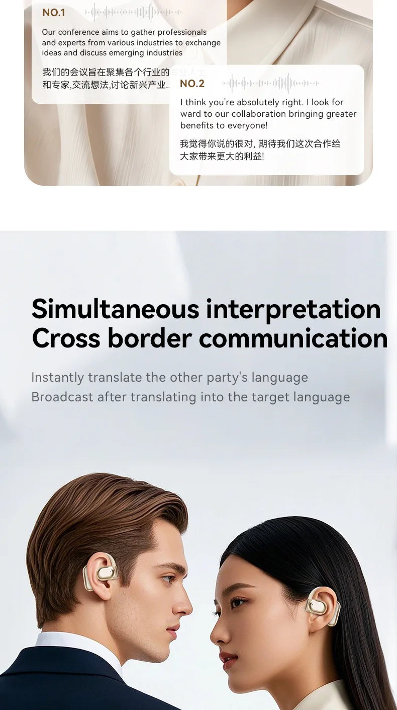 Wireless Bluetooth earbuds, simple over-the-ear design, non-intrusive, open sound quality, business style, with battery display