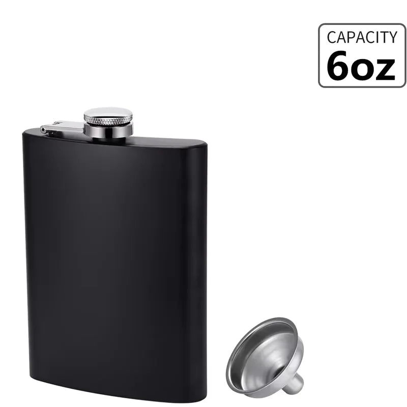 Camping Hip Flask 6 7 8oz Stainless Steel Black Hip Flask Set Leakproof Hip Flask with Funnel Alcohol Drinking Flask JT470