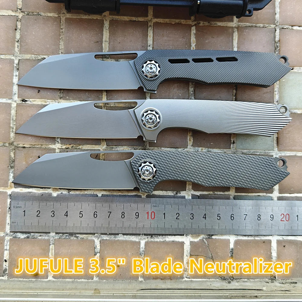 JUFULE New Neutralizer Titanium Handle 60+ HRC 154CM Steel Ceramic Bearing Pocket EDC Tool Hunting Camping Outdoor Folding Knife