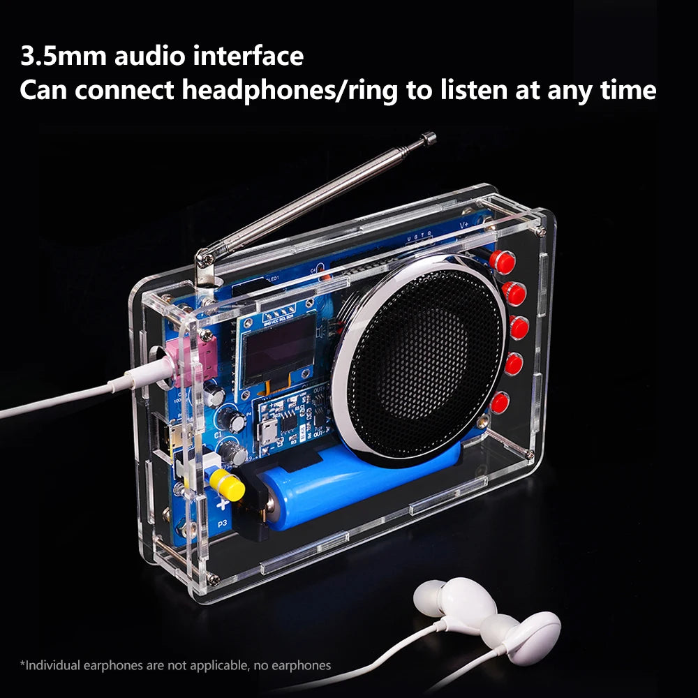 Portable FM Radio DIY Kit RDA5807 Radio DIY Module 87-108MHz Adjustable Frequency Radio DIY With OLED Display
