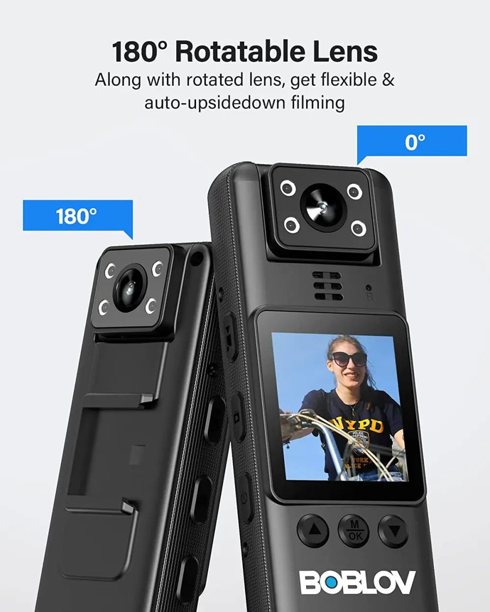 BOBLOV Mini Camera A23 HD1080P 180 Rotating len Video Recorder Infrared Night Vision Small Camcorder Police Body Cam