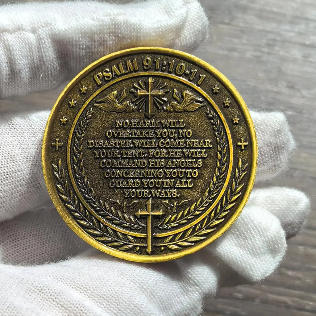 The Archangel Michael Watches Over Us Challenge Coin - Psalm 91:10-11 Inspirational Religious Collectible Coin