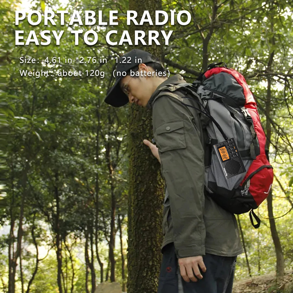Rysamton Portable AM/FM Shortwave Radio Big digital display with Sleep Timer and Alarm Clock Function, Battery Operated Radios