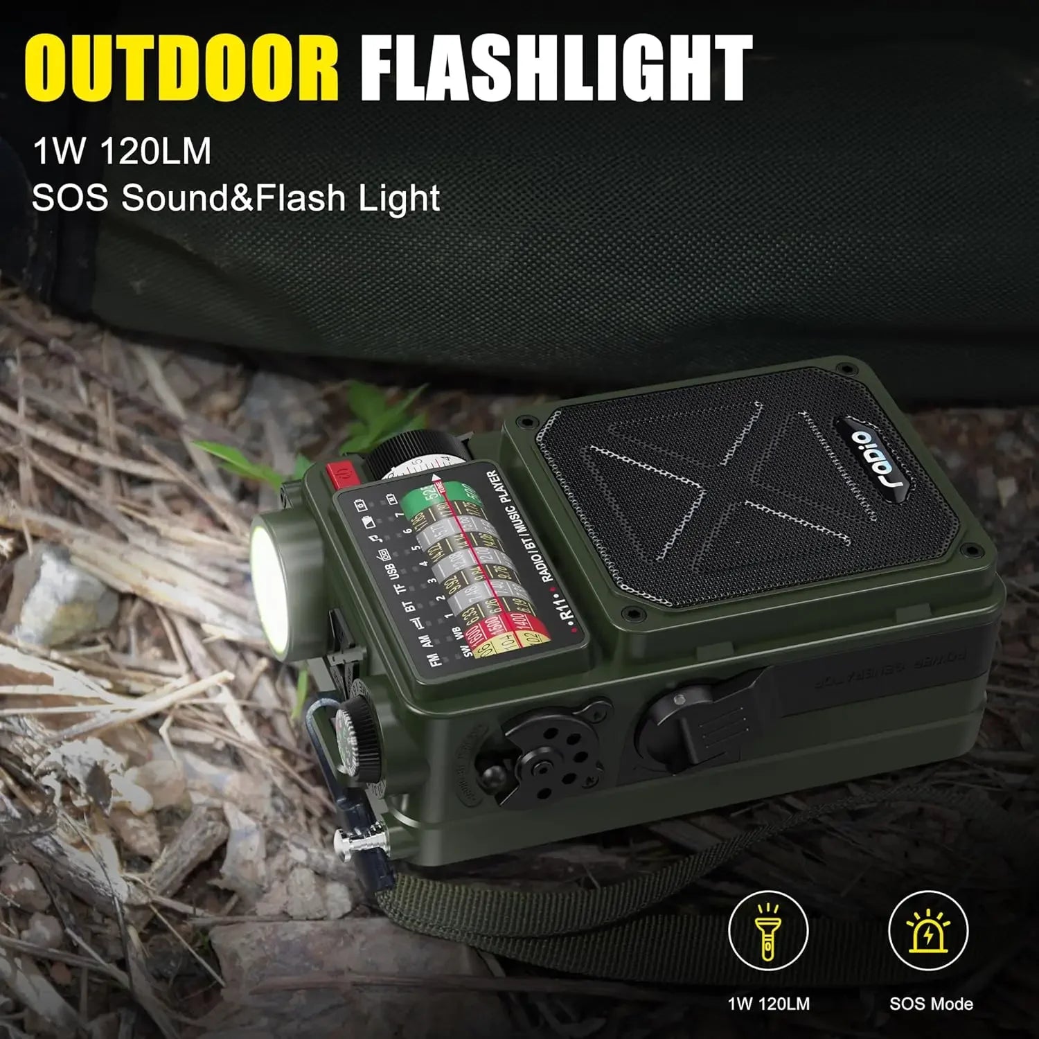 R11 Noaa Weather Radio Wireless Bluetooth Speakers Solar 4000mAh Self Powered Hand Crank Survival Wind Up AM/FM/SW/WB Band Radio