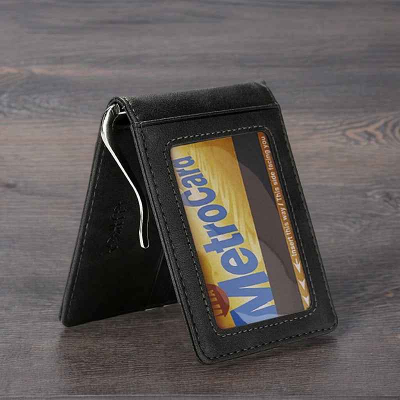 Multi Functional Men's Wallet RFID Card Bag Anti-theft Brush Multi Slot USD Money Clip Card Bag