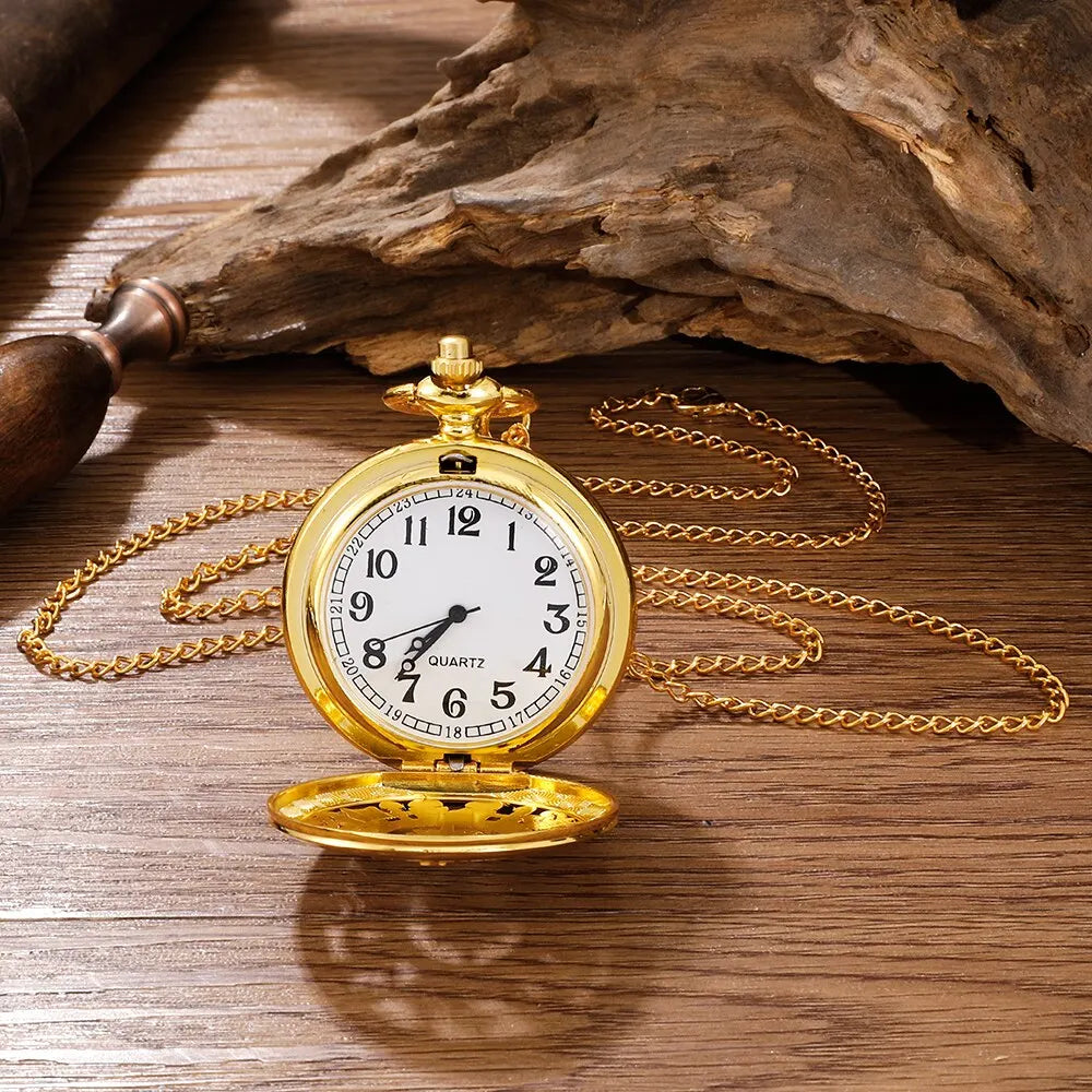 Gold pocket watch, outdoor hiking and adventure equipment, flip compass pocket watch